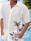 tanie Koszule hawajskie-Męskie Koszula Koszula hawajska Drzewo kokosowe Wzory graficzne Wieczorne Biały Zielony Szary Na zewnątrz Ulica Krótkie rękawy Nadruk Odzież Moda Designerskie Codzienny Miękkie