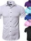 cheap Dress Shirts-Men&#039;s Dress Shirt essential Shirt Black Pink Blue Navy White Purple Solid Color Collar Casual Short Sleeve Tops Basic