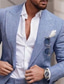 voordelige linnen pakken-heren bruiloft linnen pakken 2-delig blauw effen gekleurde zomerpakken getailleerde pasvorm single-breasted eenknops 2023