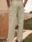 cheap Casual Pants-Men&#039;s Linen Pants Trousers Summer Pants Pocket Drawstring Elastic Waist Plain Outdoor Daily Going out Linen / Cotton Blend Streetwear Stylish White Pink