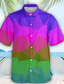 cheap Men&#039;s Printed Shirts-Men&#039;s Shirt Summer Shirt Graphic Prints Geometry Turndown Yellow Purple Rainbow 3D Print Outdoor Street Short Sleeves Button-Down Print Clothing Apparel Tropical Hawaiian Designer Casual