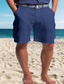 cheap Linen Shorts-Men&#039;s Shorts Linen Shorts Summer Shorts Beach Shorts Multi Pocket Straight Leg Plain Comfort Breathable Short Casual Daily Holiday Linen / Cotton Blend Fashion Designer White Army Green
