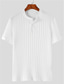preiswerte Lässige T-Shirts für Herren-Herren Henley Shirt T-Shirt Glatt Grubenstreifen Henley Strasse Urlaub Kurze Ärmel Taste Bekleidung Modisch Designer Basic
