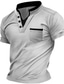 billige Casual T-shirts til mænd-Herre Henley-skjorte Tee Top Vanlig V-hals Gade Ferierejse Kort Ærme Frontlomme Tøj Mode Designer Basale