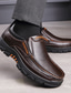 billige Slip-ons og loafers til herrer-Herre En pedal Komfort Loafers Plattform Loafers Lær Pustende Bekvem Slitestyrke Slippers Svart Brun