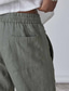 tanie lniane spodnie-Męskie Lniane spodnie Spodnie Letnie spodnie Kieszeń Równina Komfort Oddychający Na zewnątrz Codzienny Wyjściowe Mieszanka len / bawełna Moda Codzienny Czarny Biały
