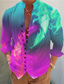 billiga Skjortor med tryck för män-Herr Skjorta Lutning Grafiska tryck Hög krage Blå Purpur Grön Grå Utomhus Gata Långärmad Mönster Kläder Mode Designer Ledigt Bekväm