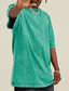 abordables camisetas basicas-Hombre Camisa 100% algodón con lavado ácido Camisa de gran tamaño Manga Corta Cuello Barco Primavera verano Plano Moda Design Casual Desteñido Diario Ropa de calle Deporte Negro Rosa Verde Camiseta