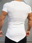 billige Casual T-shirts til mænd-Herre T-shirt Tee Top Vanlig V-hals Gade Ferierejse Kort Ærme Uregelmæssig hæm Tøj Mode Basale Afslappet
