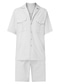 economico set camicia da uomo-Per uomo camicia di lino Camicia Completo di camicia Nero Bianco Blu Manica corta Liscio Bavero Primavera estate Hawaiano Per eventi Abbigliamento Tasche