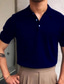 olcso kötött póló pulóver-Férfi kötött póló Hétköznapi Szabadság Hajtóka Gomb Rövid ujjú Divat Modern Sima Gomb Nyár Fekete Fehér Sárga Rubin Sötét tengerészkék Kék kötött póló