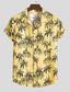 tanie Koszule hawajskie-Męskie Koszula Koszula hawajska Graficzny Hawajskie Aloha Liście Wzór Kołnierzyk klasyczny Biały Żółty Rumiany róż Granatowy Niebieski Inne nadruki Codzienny Święto Krótki rękaw Nadruk Odzież