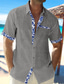 tanie męskie koszule casual-Męskie lniana koszula Codzienna koszula Letnia koszula Koszula plażowa Czarny Biały Rumiany róż Krótki rękaw Równina Klapa Wiosna i lato Hawajskie Święto Odzież Przednia kieszeń