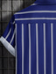 baratos camisas masculinas casuais-Homens Camisa Social camisa de botão camisa de verão Camisa casual Preto Vermelho Azul Verde Manga Curta Listrado Lapela Rua Férias Imprimir Roupa Moda Lazer