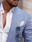 olcso vászonruhák-férfi esküvői lenvászon öltönyök 2 részes kék egyszínű nyári öltönyök testre szabva egymellű egygombos 2023