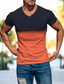 baratos Camisetas masculinas casuais-Homens Camiseta T-shirt Gradiente Decote V Rua Férias Manga Curta Roupa Moda Designer Básico