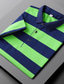 cheap Classic Polo-Men&#039;s Polo Shirt Golf Shirt Outdoor Casual Polo Collar Short Sleeve Fashion Streetwear Striped Button Front Summer Spring Regular Fit Black Royal Blue Orange Green Polo Shirt