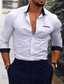 economico Camicie da vestito-Per uomo Camicie Collo ripiegabile Primavera &amp; Autunno Manica lunga Bianco Rosa Blu marino Liscio Matrimonio Per uscire Abbigliamento