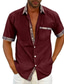 Χαμηλού Κόστους ανδρικά πουκάμισα casual-Ανδρικά Πουκάμισο Πουκάμισο με κουμπιά Casual πουκάμισο Καλοκαιρινό πουκάμισο Μαύρο Λευκό Ανθισμένο Ροζ Κρασί Βαθυγάλαζο Κοντομάνικο Καρό Απορρίπτω Καθημερινά Διακοπές Μπροστινή τσέπη Ρούχα