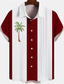 tanie Koszule hawajskie-Męskie lniana koszula Koszula Drzewo kokosowe Prążki Wzory graficzne Wieczorne Czarny Wino Na zewnątrz Ulica Krótki rękaw Nadruk Odzież Len Moda Moda miejska Designerskie Codzienny