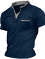 tanie Męskie koszulki casual-Męskie Koszula Henley Koszulka Równina W serek Ulica Urlop Krótkie rękawy Przednia kieszeń Odzież Moda Designerskie Podstawowy