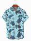 voordelige Hawaiiaanse overhemden-Voor heren Overhemd Hawaiiaans overhemd Grafische prints Schildpad Schildpadden Strijkijzer Geel blauw Hemelsblauw Straat Casual Korte Mouw Button-omlaag Afdrukken Kleding Modieus Streetwear