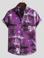 billige Hawaiiskjorter-Herre Skjorte Hawaii skjorte Grafisk Hawaiiansk Aloha Zebra Design Krave Knap ned krave Blå Lilla Grøn Andre tryk Daglig I-byen-tøj Kortærmet krave skjorter Trykt mønster Tøj Designer Boheme