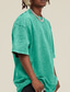 abordables camisetas basicas-Hombre Camisa 100% algodón con lavado ácido Camisa de gran tamaño Manga Corta Cuello Barco Primavera verano Plano Moda Design Casual Desteñido Diario Ropa de calle Deporte Negro Rosa Verde Camiseta