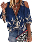 cheap Women&#039;s Blouses &amp; Shirts-Women&#039;s Shirt Blouse Dressy Tops Basic Print Quarter Zip Half Sleeve Regular Tops V Neck Half Zip Casual Black White Royal Blue Blue Orange