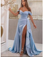 cheap Prom Dresses-A-Line Prom Dresses High Split Dress Wedding Guest Prom Sweep / Brush Train Sleeveless Sweetheart Satin with Slit  dress to impress 2024