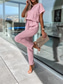 billiga casual jumpsuits-Dam Vanligt Jumpsuits Elegant Ensfärgat Kortärmad Rund hals Spetsknuten Hög midja Kontor Arbete Lös passning Svart Rodnande Rosa Fuchsia Sommar