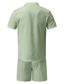 billiga Skjortuppsättningar för män-Herr Skjorta Knapp upp skjorta Sommarskjorta Skjorta set Casual skjorta Svart Vit Ljusgrön Blå Mörkblå Kortärmad Slät Lägerkrage Dagligen Semester 2 st Kläder Mode Hawaiisk Ledigt Bekväm