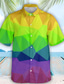 cheap Men&#039;s Printed Shirts-Men&#039;s Shirt Summer Shirt Graphic Prints Geometry Turndown Yellow Purple Rainbow 3D Print Outdoor Street Short Sleeves Button-Down Print Clothing Apparel Tropical Hawaiian Designer Casual