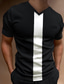 billige Casual T-skjorter for menn-Herre T skjorte Fargeblokk V-hals Feriereise Ut på byen Kort Erme Klær Mote Grunnleggende Fritid