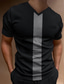 billiga Casual T-shirts för män-Herr T-shirt Färgblock V-hals Semester Utekväll Kort ärm Kläder Mode Grundläggande Ledigt