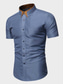 baratos camisas masculinas casuais-Homens Camisa Social camisa de botão Camisa casual camisa de verão Preto Azul Verde Manga Curta Tecido Colarinho Com Botões Diário Férias Bolso frontal Roupa Moda Casual Confortável