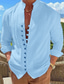 baratos camisas masculinas casuais-Homens Camisa Social camisa de botão Camisa casual Preto Branco Rosa Azul Laranja Manga Longa Tecido Colarinho Diário Férias Roupa Moda Casual Confortável