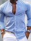 ieftine cămăși casual pentru bărbați-Bărbați Cămașă cămașă de in Cămașă de vară Cămașă de plajă Negru Roșu Albastru piscină Manșon Lung Dungi Guler de stand Primavara vara Hawaiian Concediu Îmbrăcăminte Imprimeu