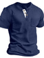 halpa Miesten vapaa-ajan T-paidat-Miesten T-paita Henley-paita Tavallinen Henley Katu Loma Lyhyt hiha Vaatetus Muoti Suunnittelija Perus