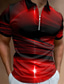 cheap 3D Polo-Men&#039;s Collar Polo Shirt Golf Shirt Fashion Casual Comfortable Short Sleeve Black / Red Pink Royal Blue Streamer 3D Print Turndown Street Daily Zipper 3D Clothing Clothes Fashion Casual Comfortable