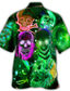abordables Camisas hawaianas-Hombre Camisa camisa hawaiana Cráneos Estampados Cuello Vuelto Rojo Verde Trébol Arco Iris Casual Hawaiano Manga Corta Abotonar Estampado Ropa Tropical Moda Hawaiano Suave