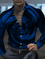 お買い得  メンズプリントシャツ-男性用 シャツ 3D印刷 抽象的 グラフィック 折襟 ネイビーブルー ブルー ブラウン グリーン グレー アウトドア ストリート 長袖 プリント 衣類 ファッション ストリートファッション デザイナー ソフト