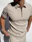 voordelige 3D-ritspolo-Voor heren POLO Shirt Golfshirt Casual Feestdagen Revers Kwart ritssluiting Korte mouw Modieus Basic Effen Kwart ritssluiting Zomer Normale pasvorm Zwart Wit Grijs POLO Shirt