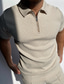 voordelige 3D-ritspolo-Voor heren POLO Shirt Golfshirt Casual Feestdagen Revers Kwart ritssluiting Korte mouw Modieus Basic Effen Kwart ritssluiting Zomer Normale pasvorm Zwart Wit Grijs POLO Shirt
