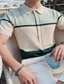 お買い得  ニットポロセーター-男性用 ニットポロ カジュアル 祝日 ラペル ボタン 半袖 ファッション 近代の カラーブロック ボタン 夏 ブラック グリーン ニットポロ