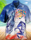 billiga Tropiska skjortor-Herr Skjorta Hawaii skjorta Häst Grafiska tryck Hästkapplöpning Kubansk krage Rubinrött Blå Purpur Grön Utomhus Ledigt Kortärmad Mönster Kläder Sport Mode Streetwear Designer