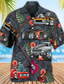 voordelige Hawaiiaanse overhemden-Voor heren Overhemd Hawaiiaans overhemd Grafische prints Hippie Bus Strijkijzer Lichtgeel Zwart Lichtgroen Paars Bruin Casual Hawaii Korte mouw Button-omlaag Afdrukken Kleding Tropisch Modieus Hawaii