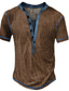 billige Casual T-skjorter for menn-Herre T skjorte Vaffel Henley-skjorte Ensfarget Crew-hals Avslappet Daglig Ermeløs Trykt mønster Klær Kul Fritid