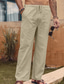 cheap Casual Pants-Men&#039;s Linen Pants Trousers Summer Pants Pocket Drawstring Elastic Waist Plain Outdoor Daily Going out Linen / Cotton Blend Streetwear Stylish White Pink