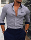 voordelige Nette overhemden-Voor heren Overhemd Strijkijzer Lente &amp; Herfst Lange mouw Wit Roze Marineblauw Effen Bruiloft Uitgaan Kleding